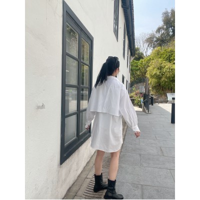 【限時高質款現貨】NPUIA - White Hidden Stipe Shirt Dress